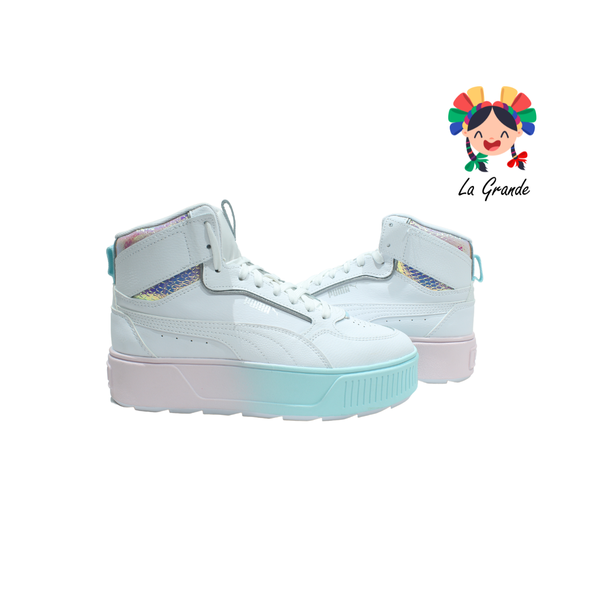 2302 KARMEN PUMA Bco Tornasol Tenis Casual con Plataforma Importado Original para Dama