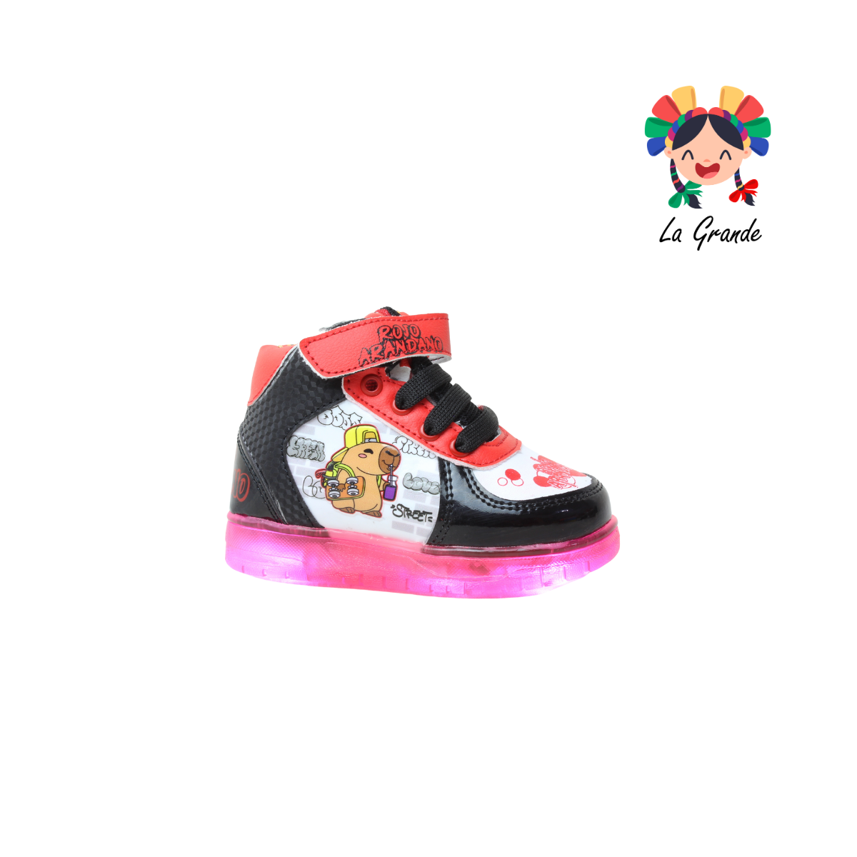 23031 CAPIBA ROJO ARANDANO Bco Ngo Rojo Tenis Casual con Luz Led Recargables para Bebé