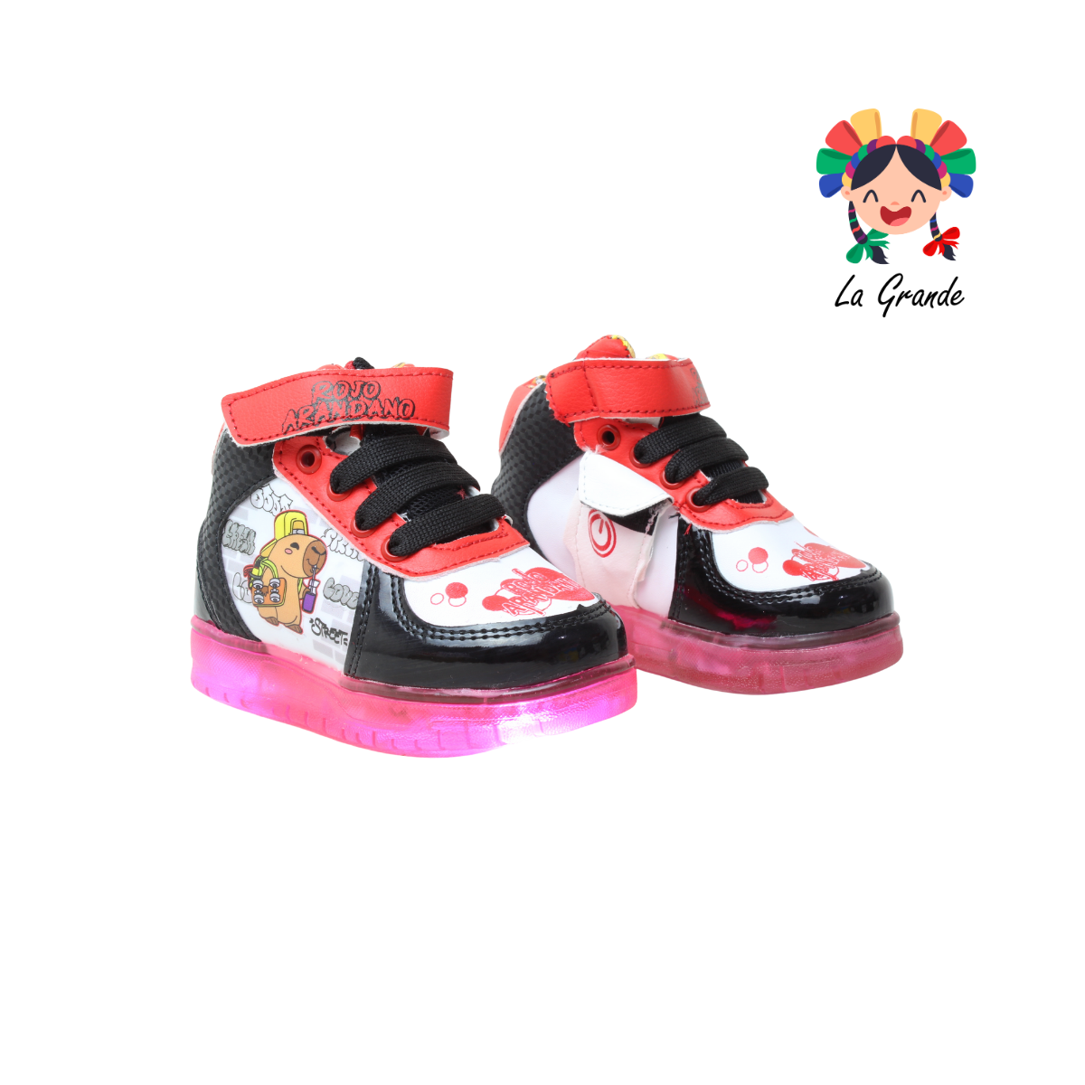 23031 CAPIBA ROJO ARANDANO Bco Ngo Rojo Tenis Casual con Luz Led Recargables para Bebé