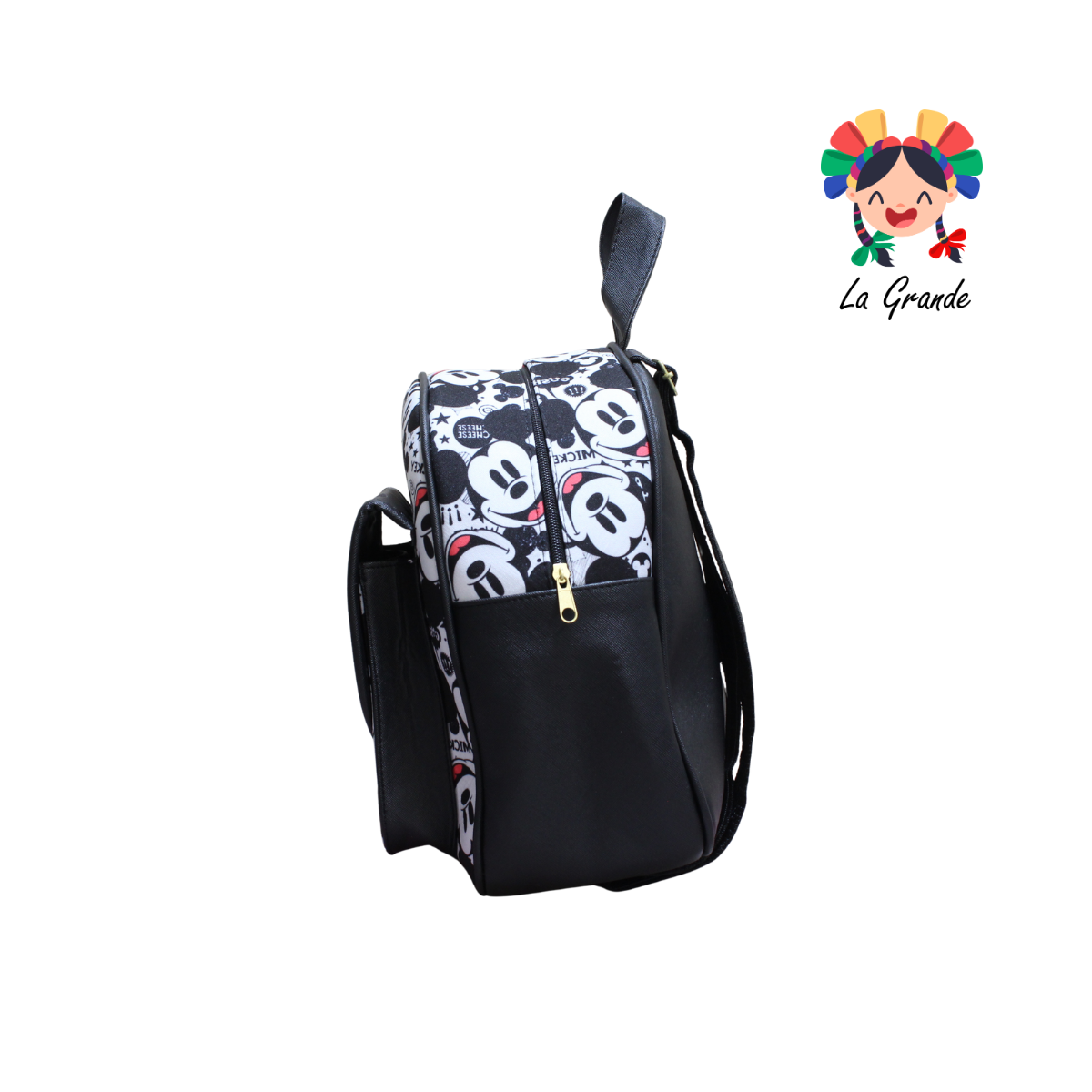 037 Ratón LUCCIANA Mochila Casual En Color Ngo/Bco Animada para Niña y Dama
