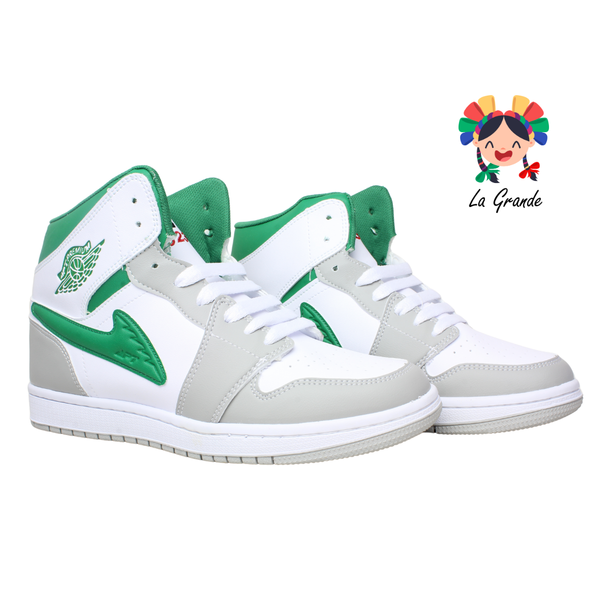 023 APT Bco Gris Vde Tenis Casual para Dama, Joven y Caballero