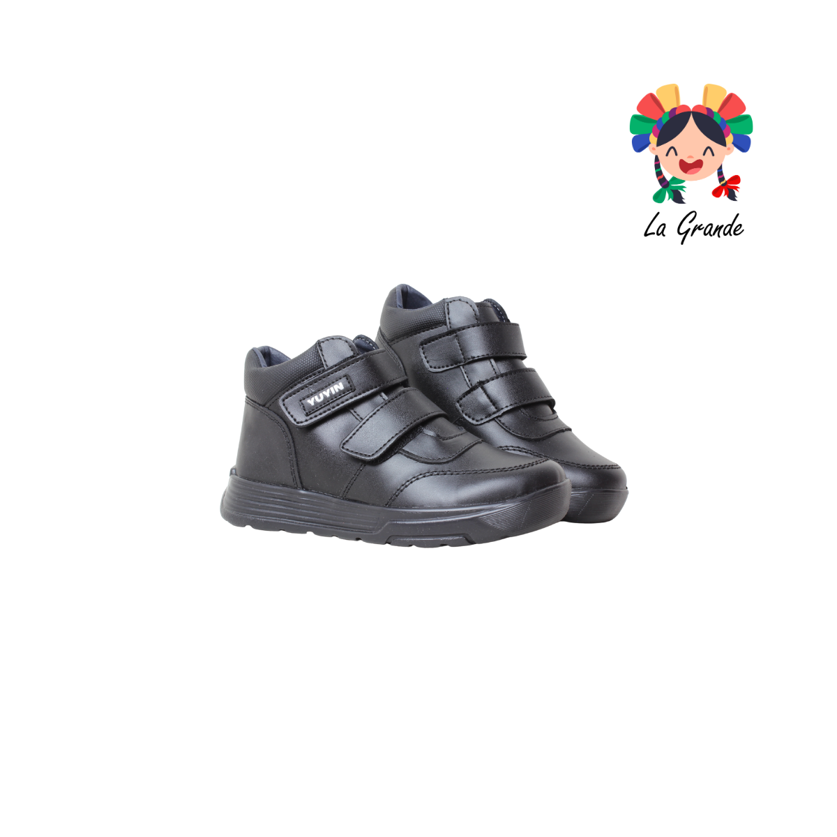 24421 YUYIN Negro Piel Zapato Escolar para Niño