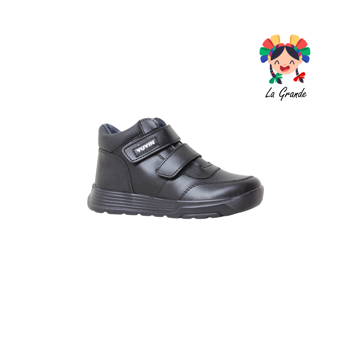 24421 YUYIN Negro Piel Zapato Escolar para Niño