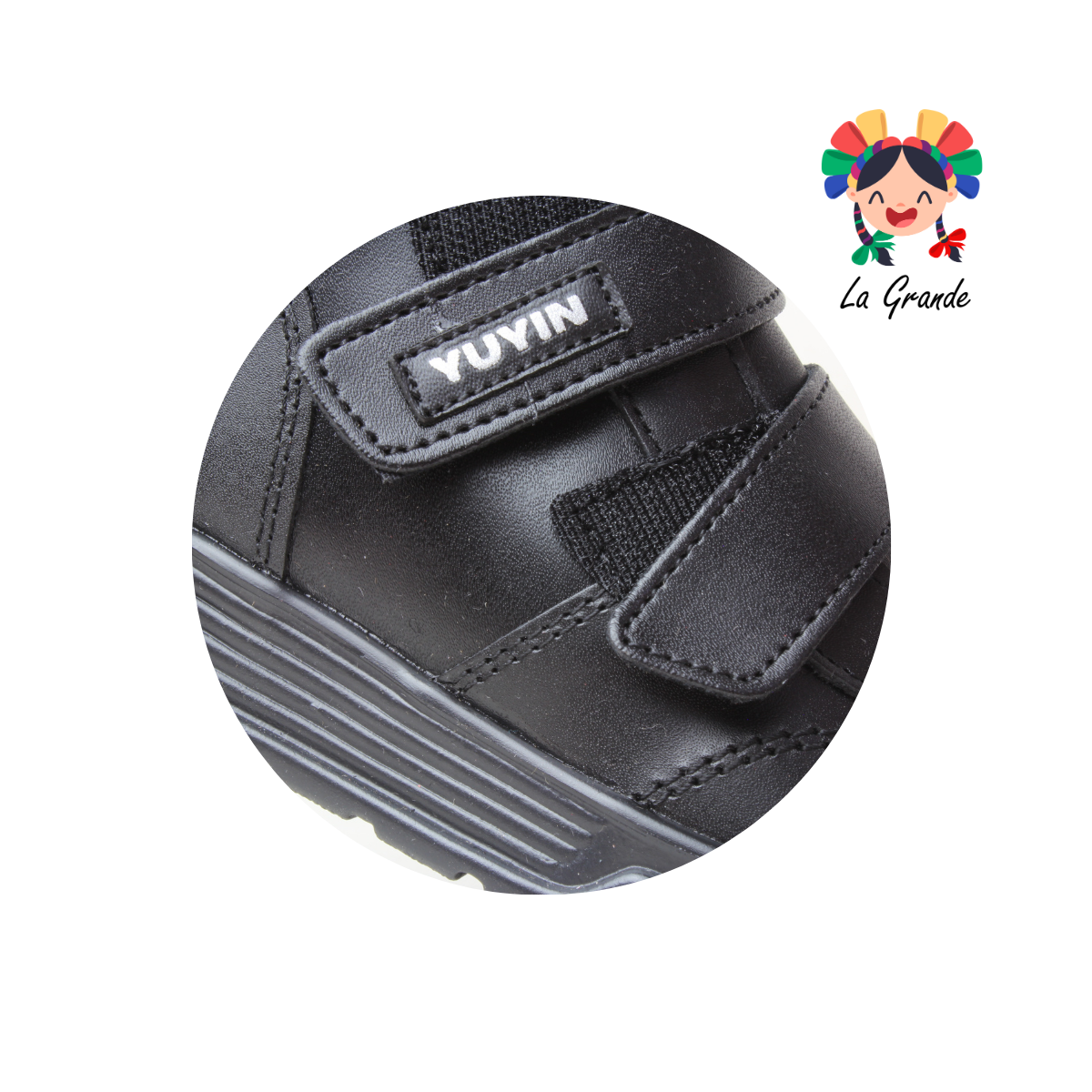 24421 YUYIN Negro Piel Zapato Escolar para Niño