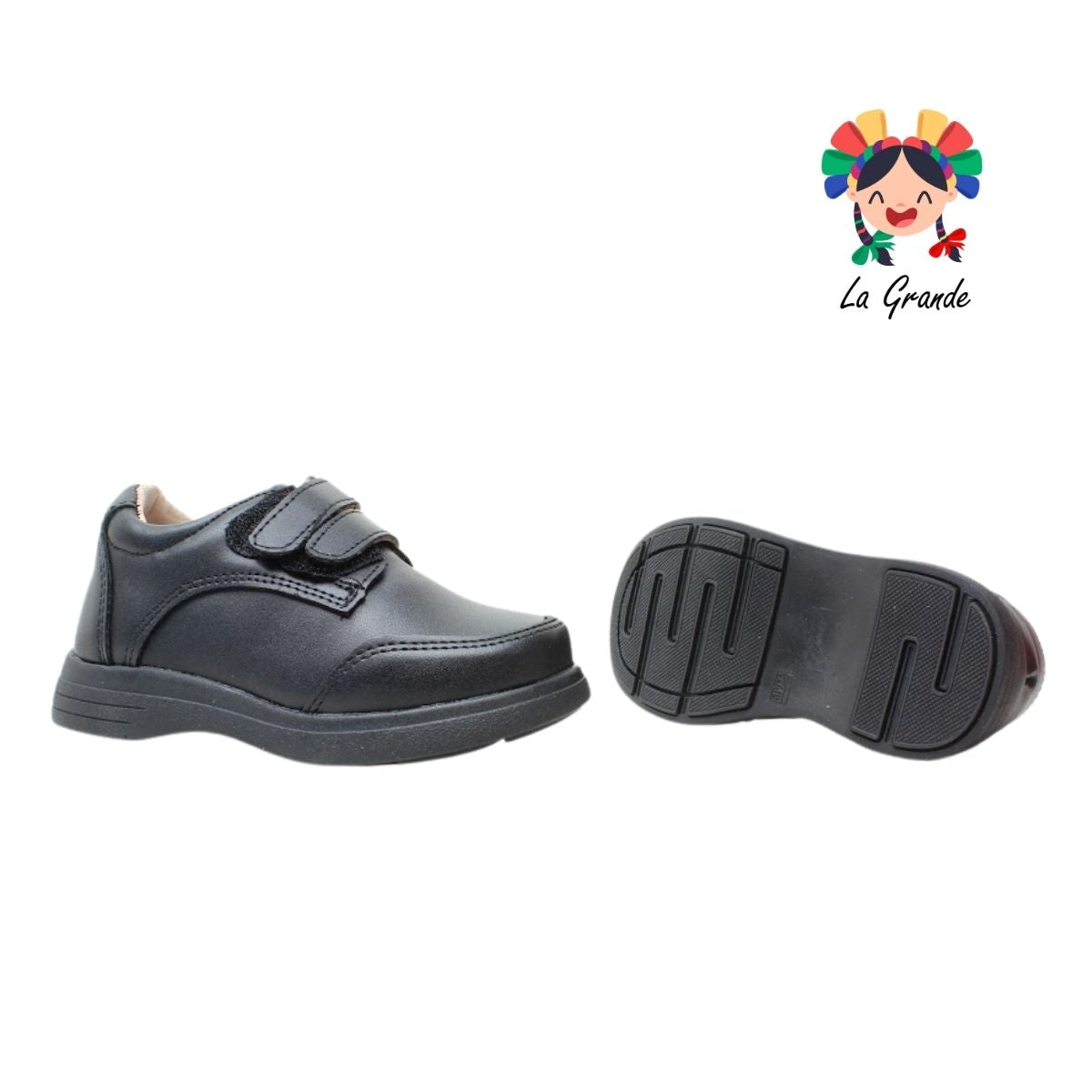 25-250 GG Negro Napa Zapato Escolar para Niño