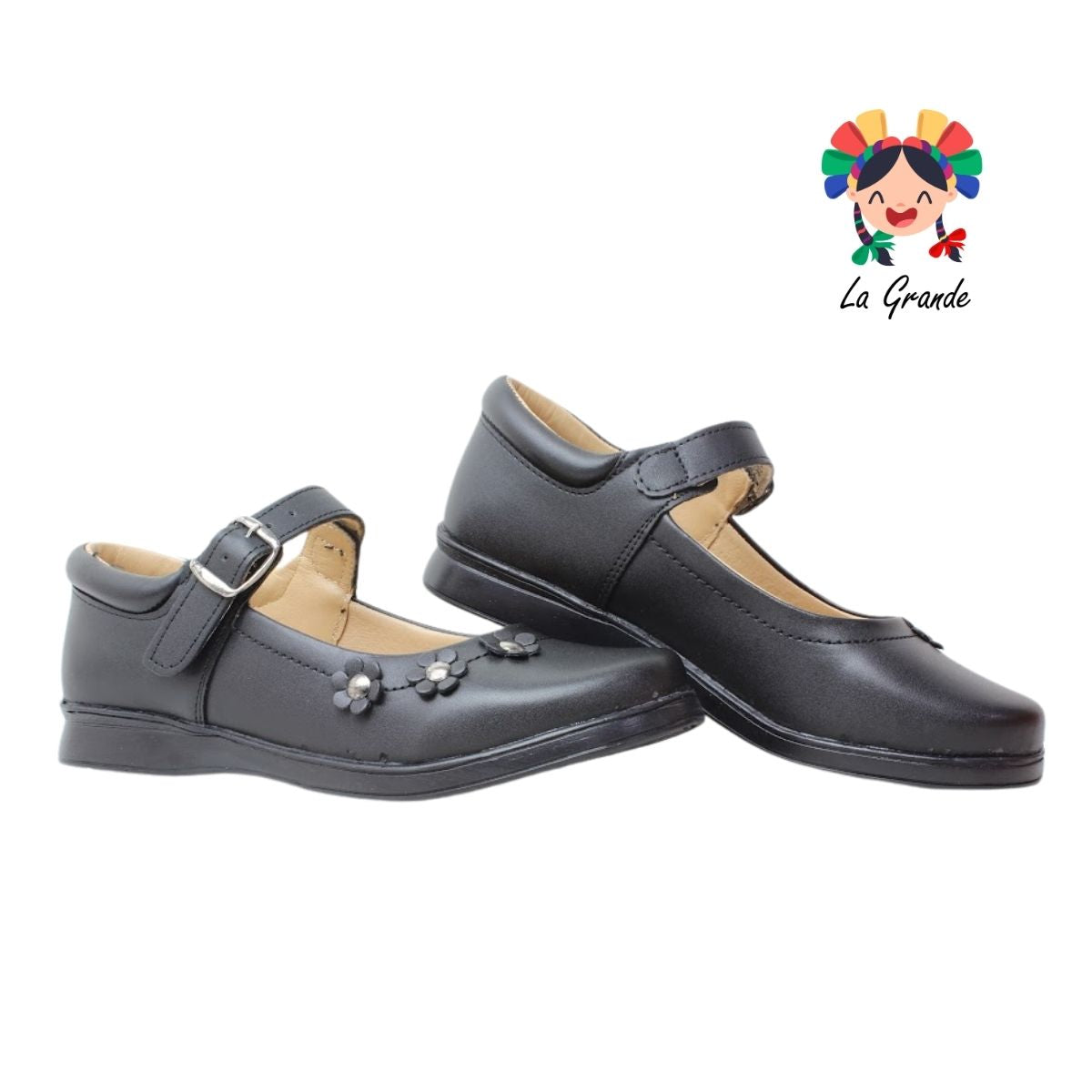 25-304 GG Negro Napa Zapato Escolar para Niña y Dama