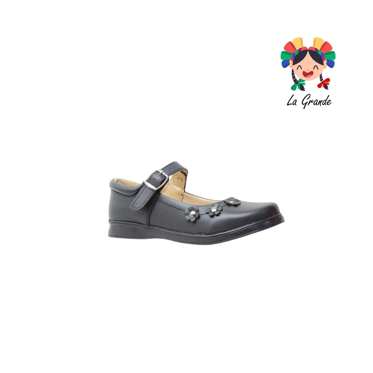 25-304 GG Negro Napa Zapato Escolar para Niña y Dama