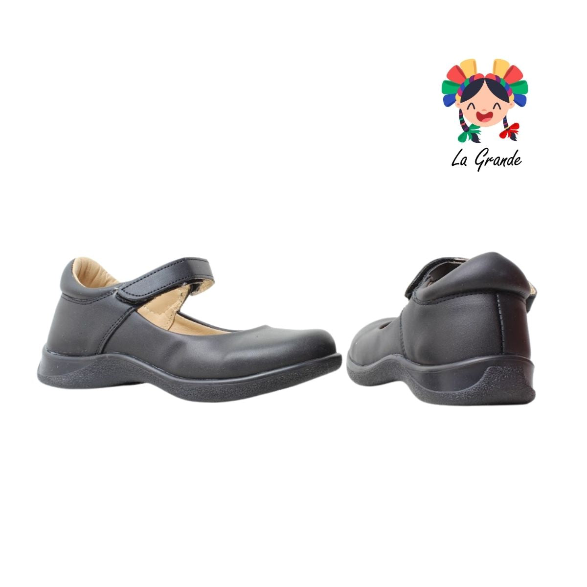 25-380 GG Negro Napa Zapato Escolar para Niña
