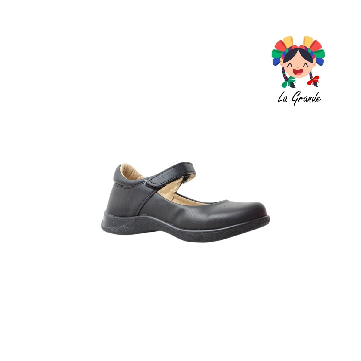 25-380 GG Negro Napa Zapato Escolar para Niña