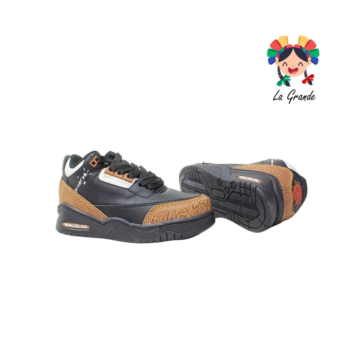 250 WALKQUIR Negro Café Sintético Tenis Urban para Niño