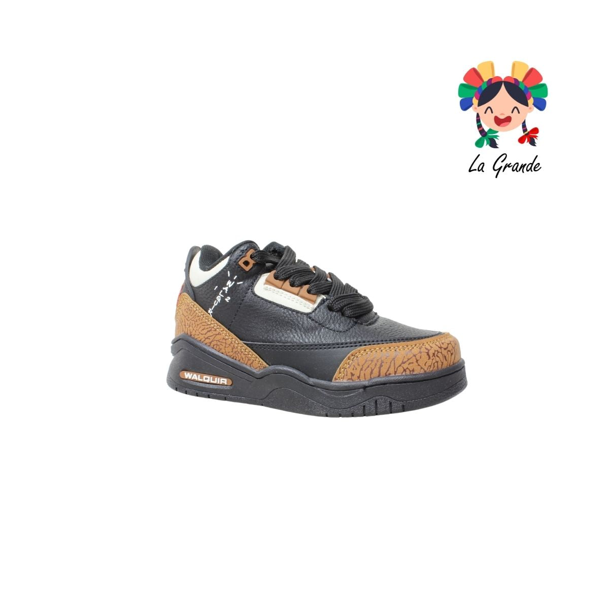 250 WALKQUIR Negro Café Sintético Tenis Urban para Niño