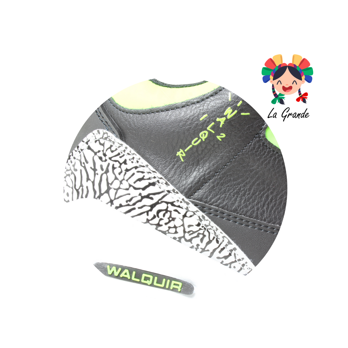 250 WALKQUIR Negro Verde Sintético Tenis Casual para Caballero