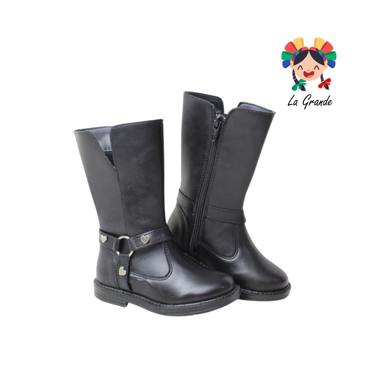25190 BLASITO Negro Napa Bota Casual Larga para Niña