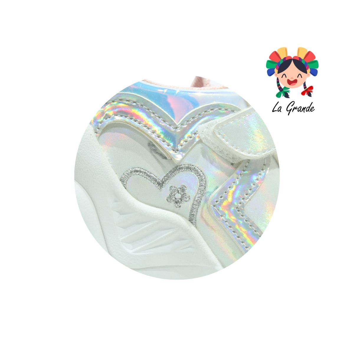 2551 DOMINIQ Blanco Tornasol Sintético Tenis Casual para Niña y Dama