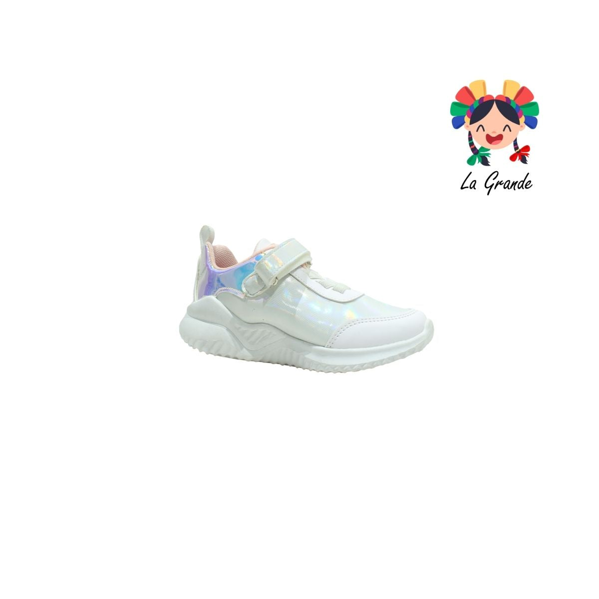 2551 DOMINIQ Blanco Tornasol Sintético Tenis Casual para Niña y Dama