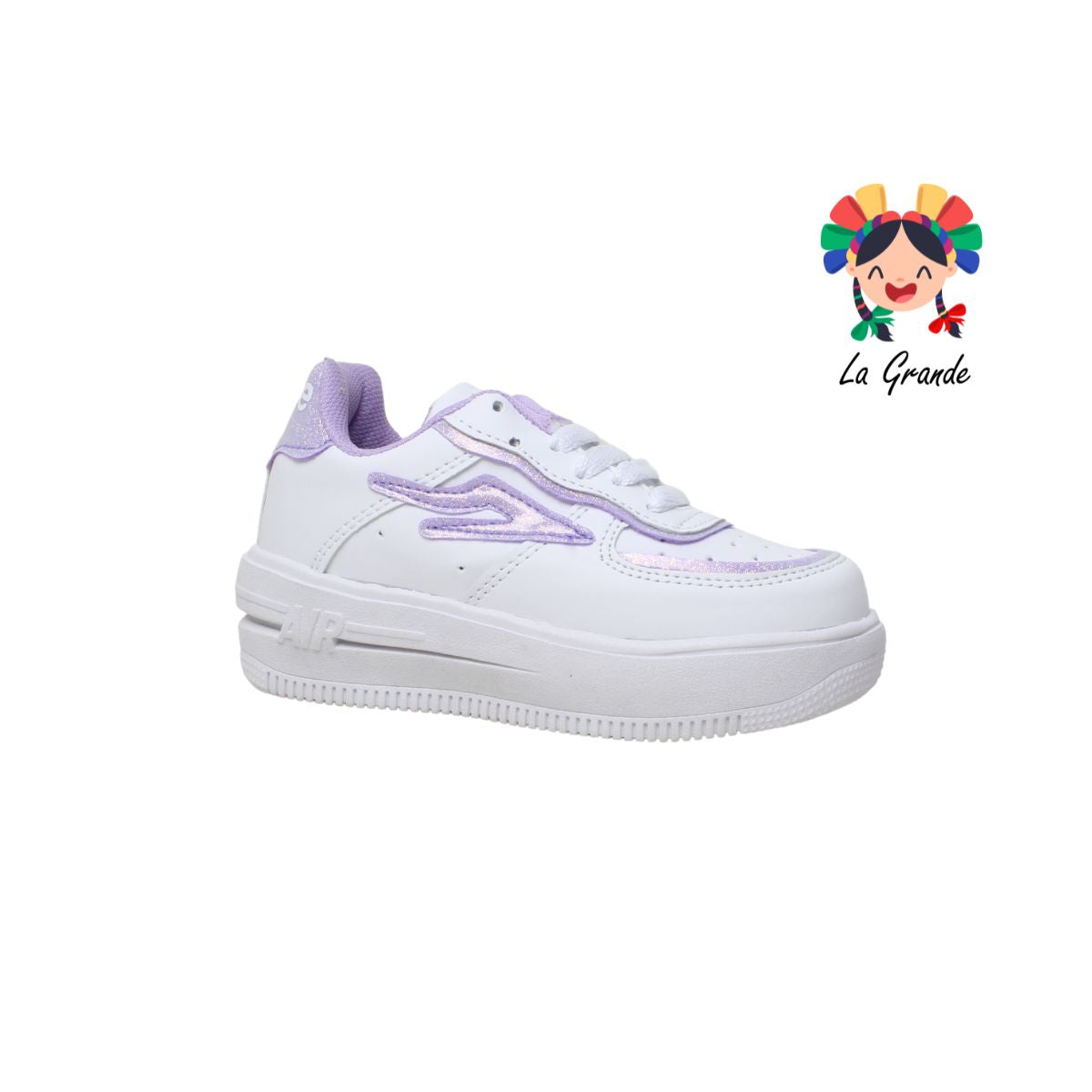 255 SCAPE Blanco Lila Sint Tenis Casual con Plataforma para Niña