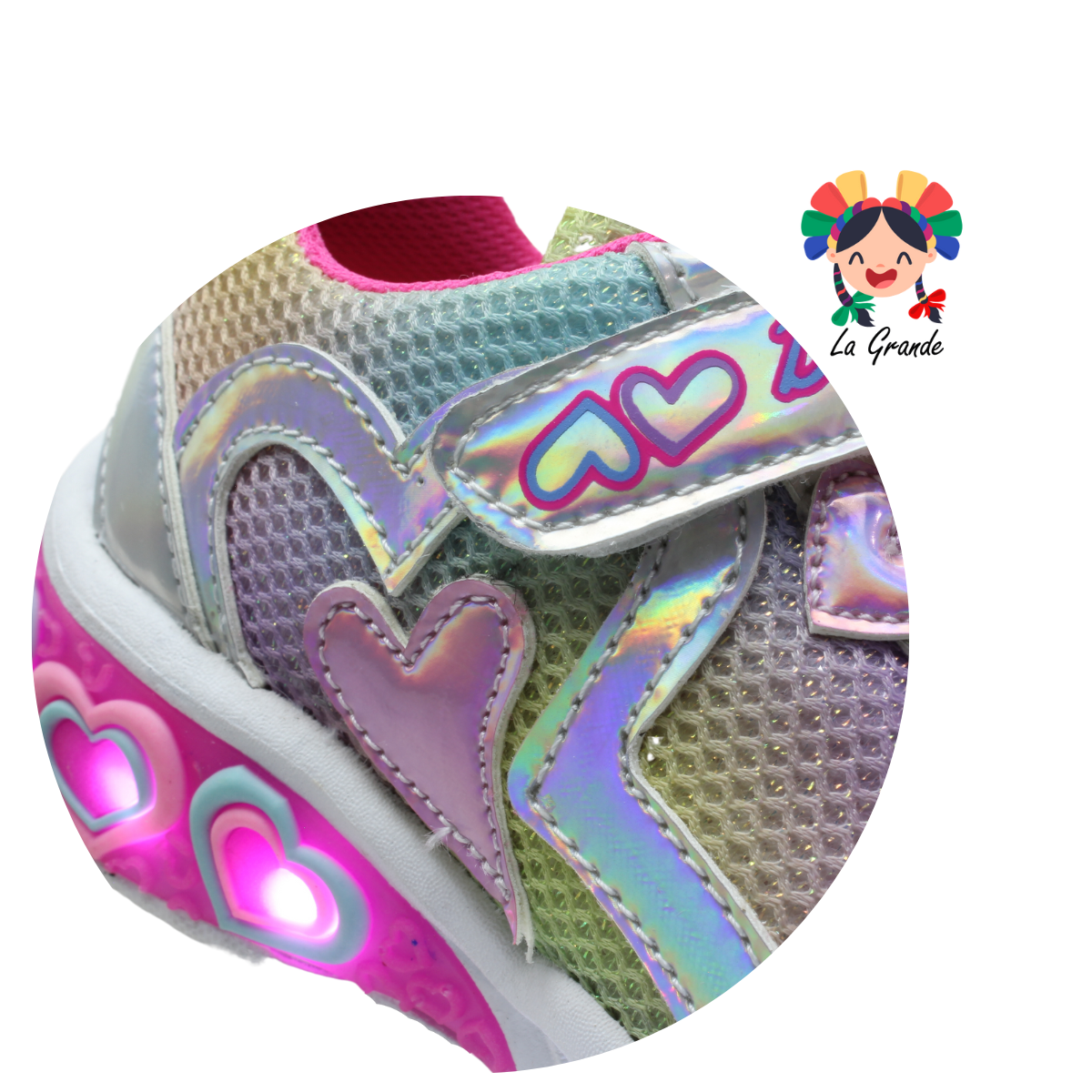 2565 DOMINIQ Multicolor Textil Tenis Casual con Luz Led para Niña