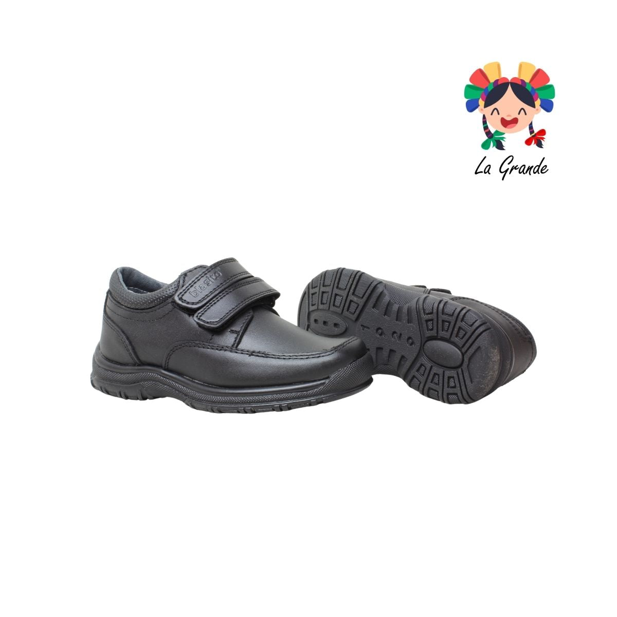 25E243 BLASITO Negro Piel Zapato Escolar para Niño y Joven