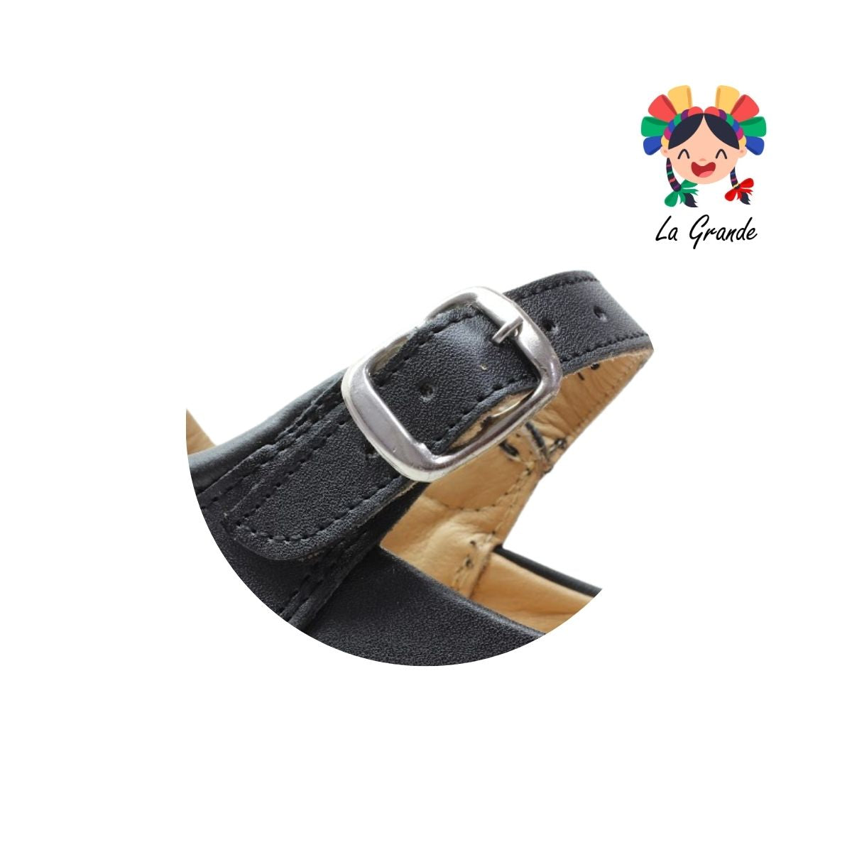 25-390 GG Negro Napa Zapato Escolar para Niña y Dama