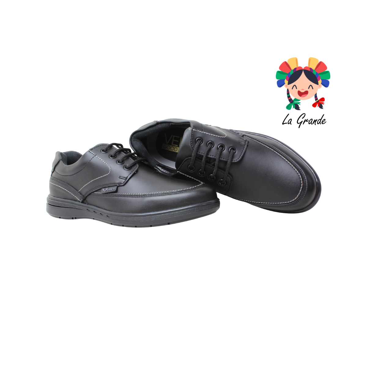 2600 VELRA Negro Piel Zapato Casual para Caballero