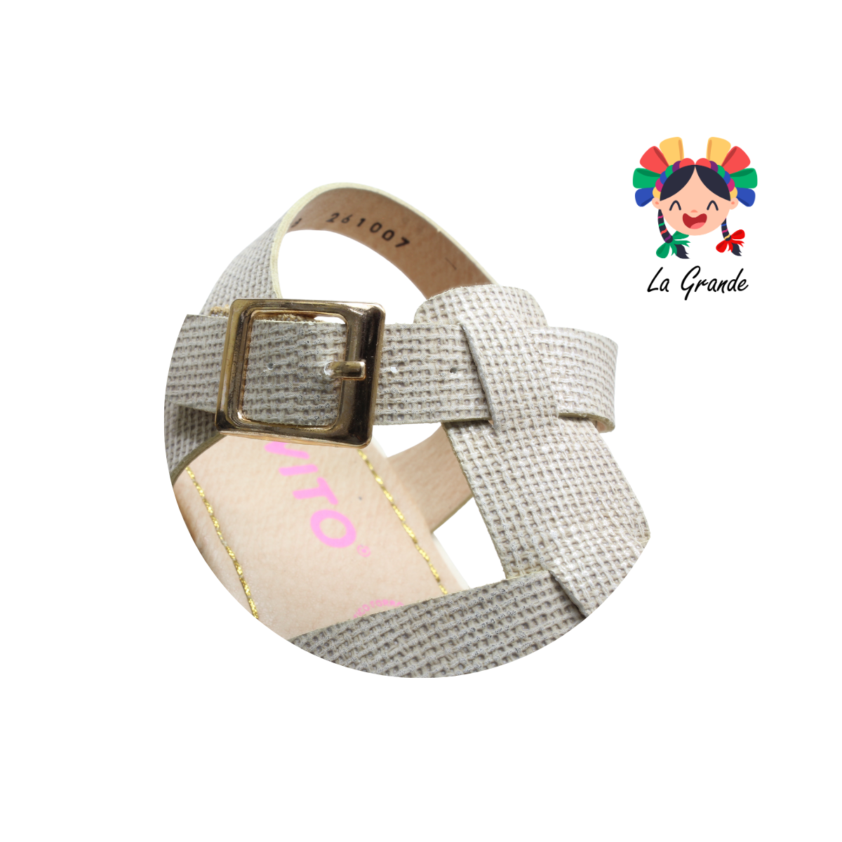 261007 VAVITO Beige Napa Sandalia Casual para Niña