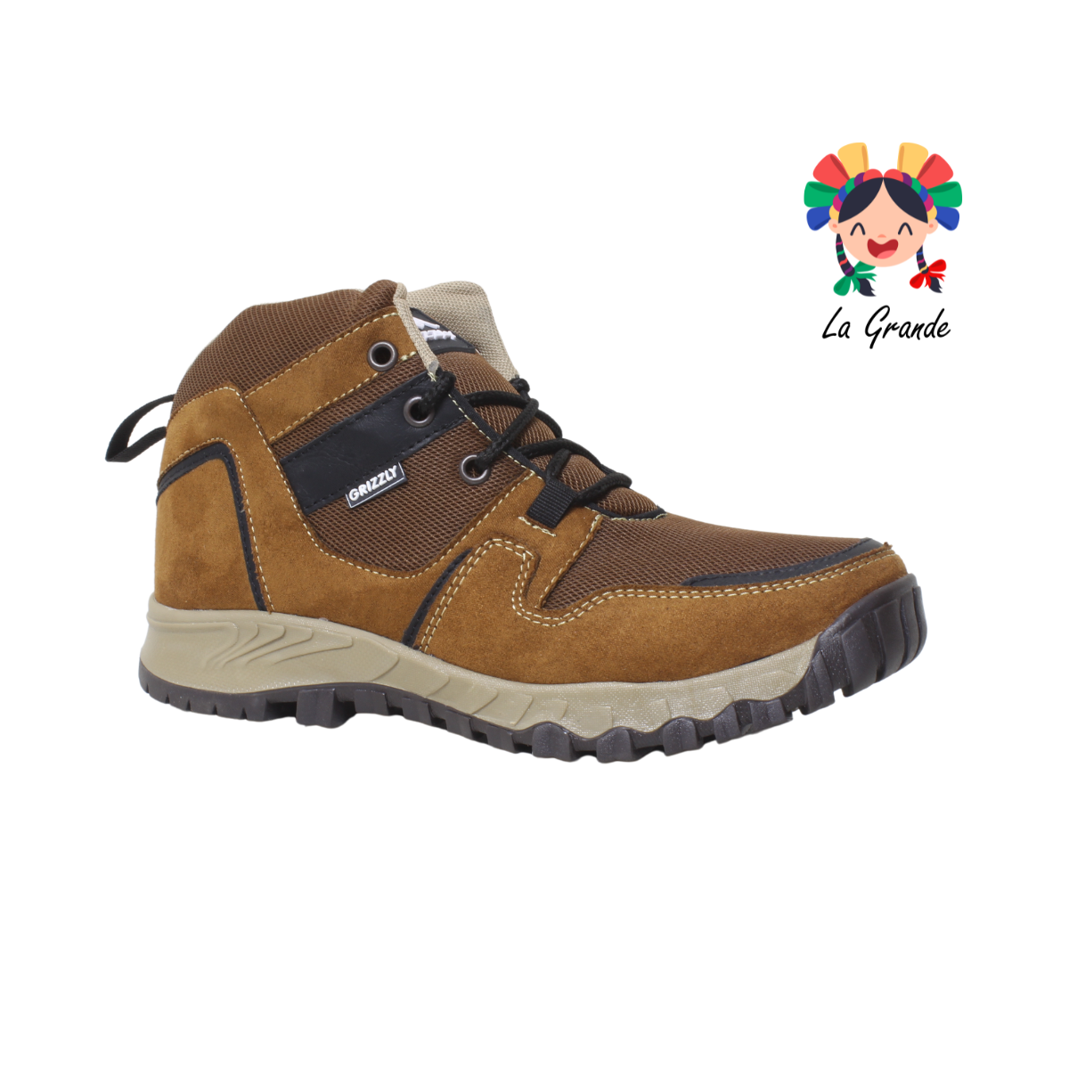 2616 GRIZZLY Camel Negro Textil Bota de Montaña para Caballero