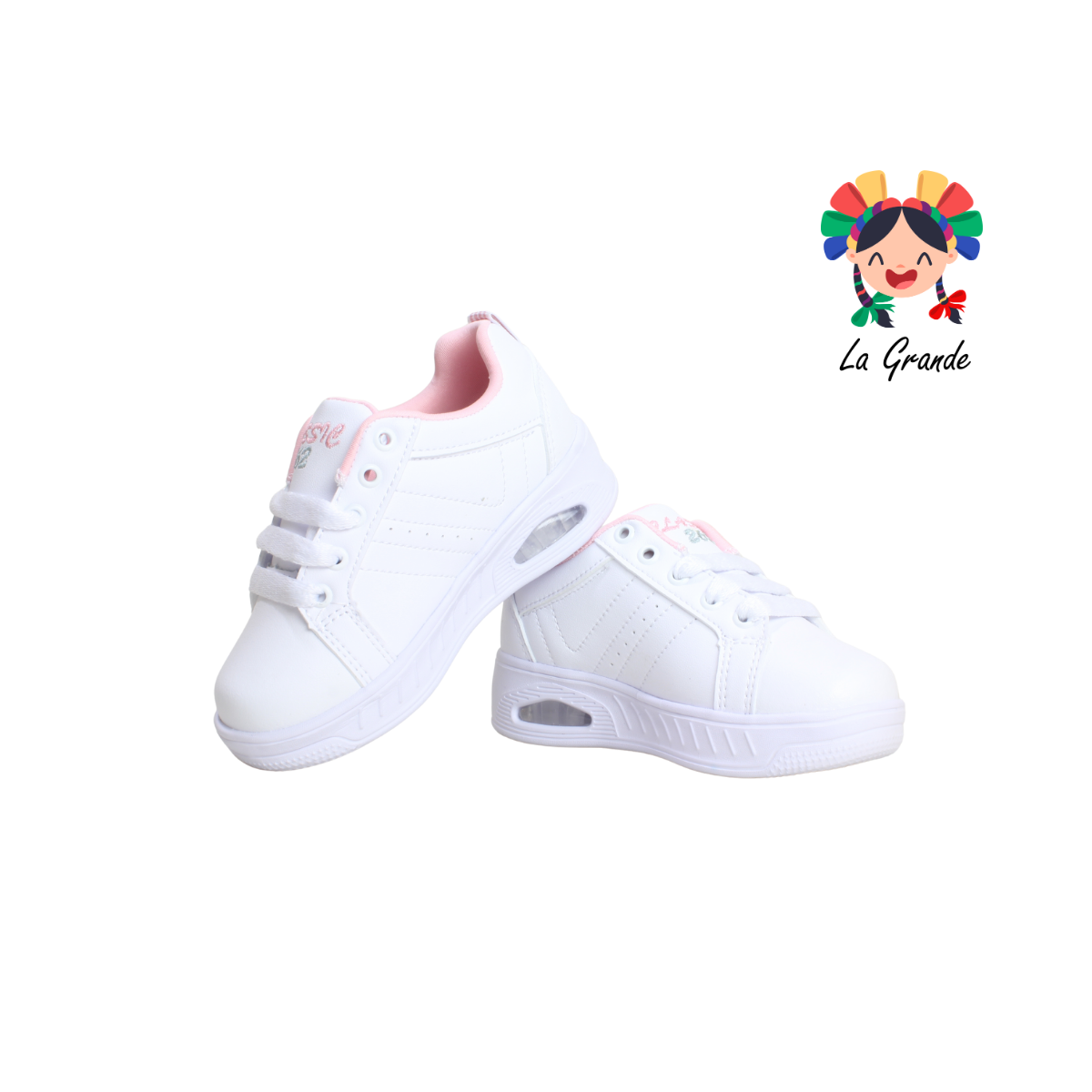262 APT Blanco Rosa Napa Tenis para Niña y Niño