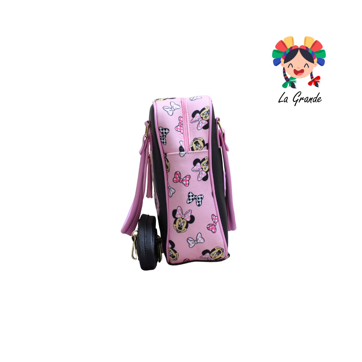 031 Ratoncita LUCCIANA Mochila Casual Animada En Color Rosa/Ngo para Niña y Dama