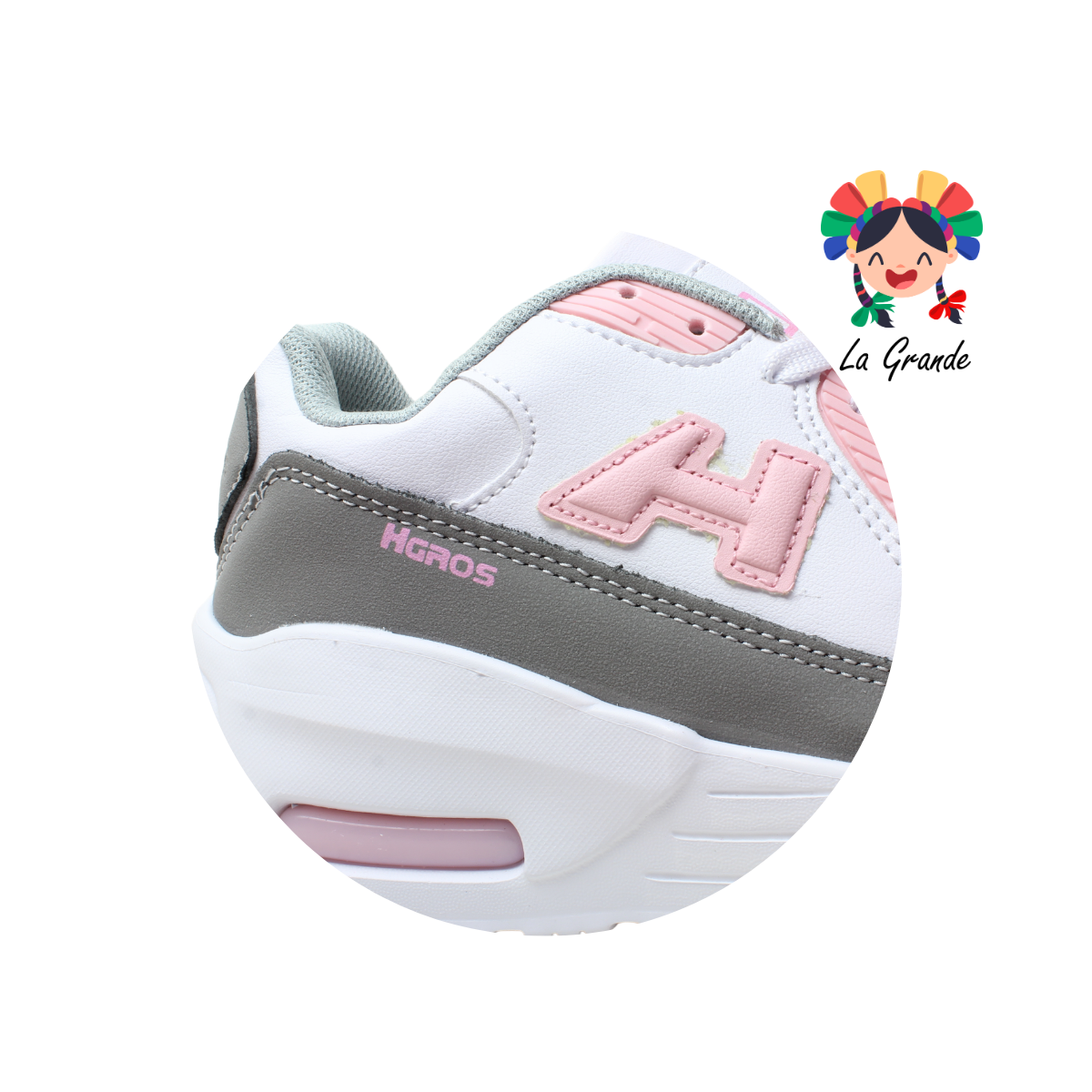 270 H-GROSS Bco Gris Rosa Tenis Deportivo para Dama
