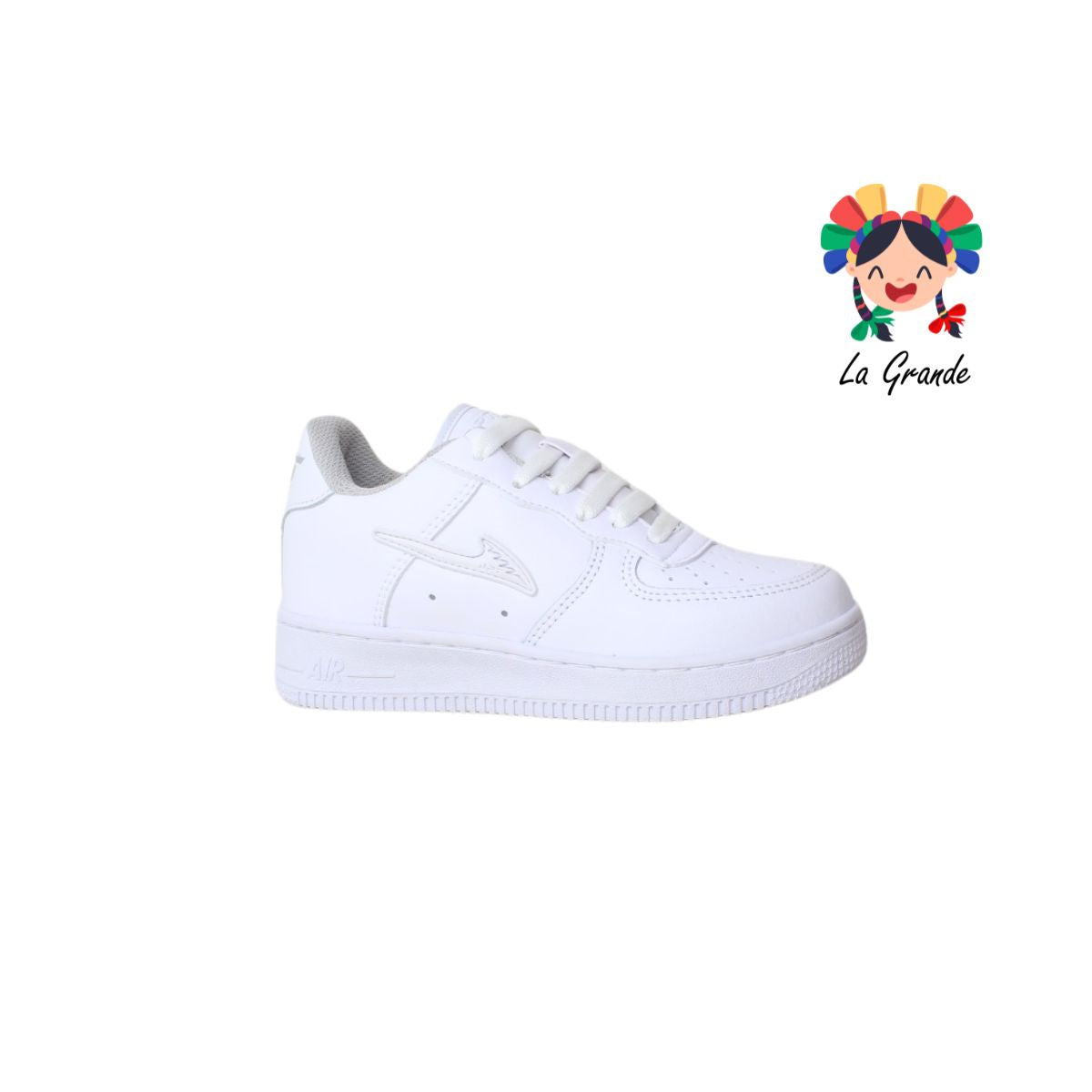 273 APT Blanco Plata Piel Tenis Escolar para Niña y Niño