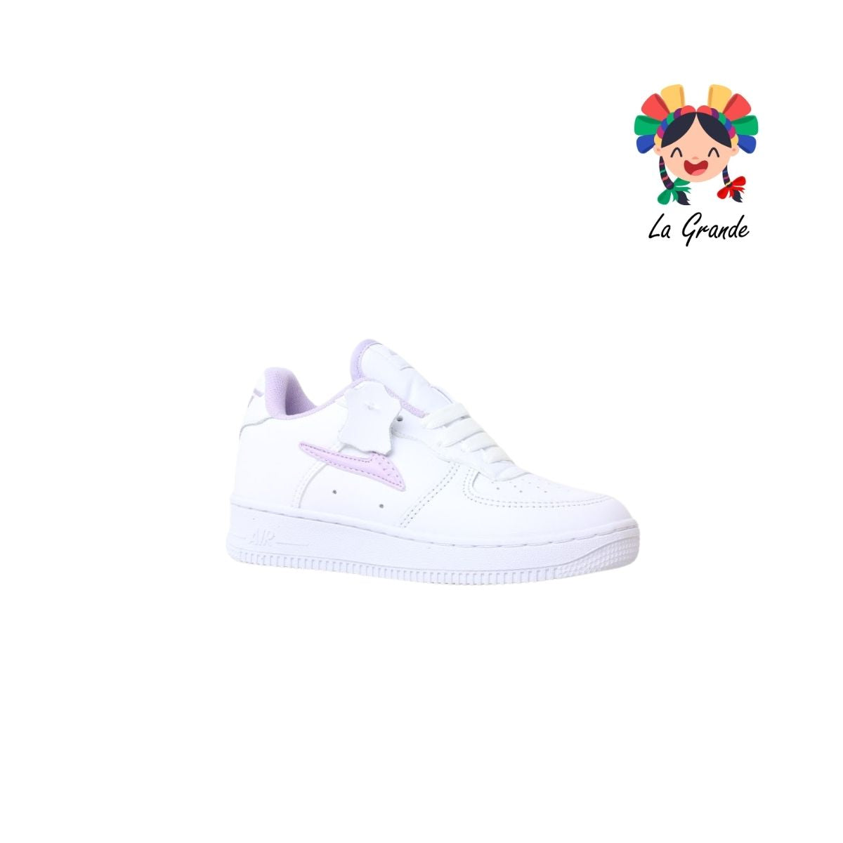 273 APT Blanco Lila Piel Tenis Escolar para Niña