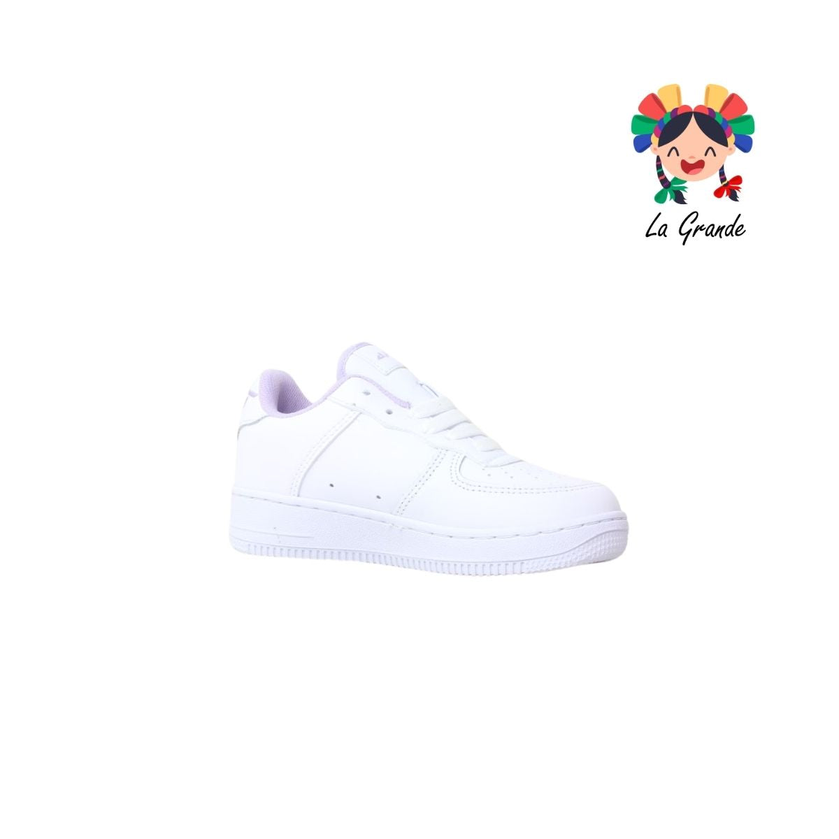 273 APT Blanco Lila Piel Tenis Escolar para Niña
