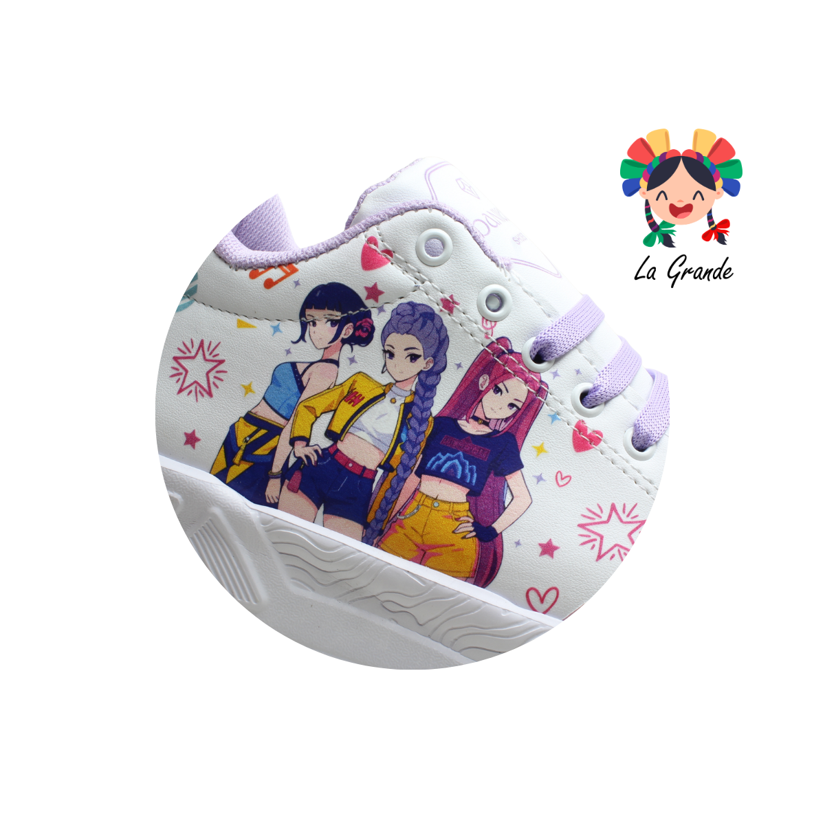 T3-01 DANIELS Blanco Lila Lumino Tenis Casual para Dama