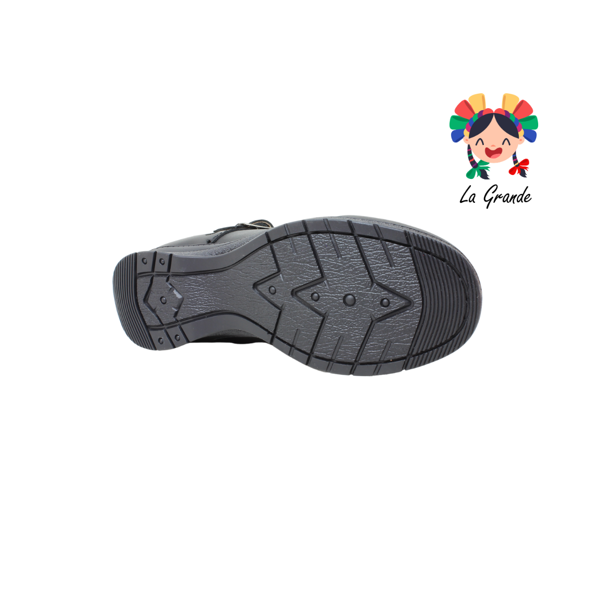 600 BRIANDA Negro Piel Zapato Escolar para Niña