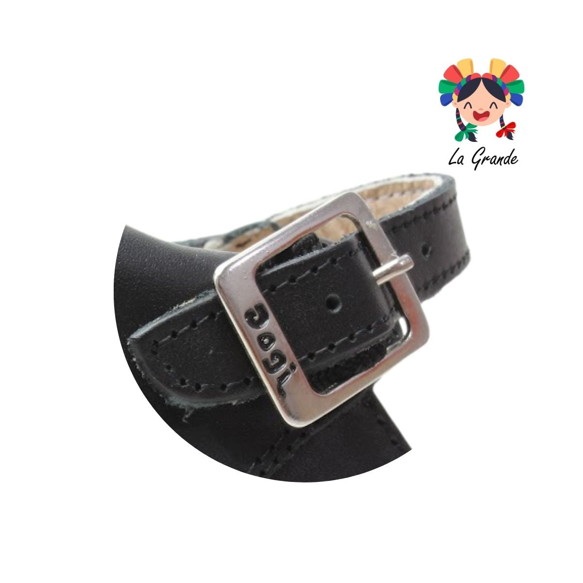 2818 DOGI Negro Piel Zapato Escolar para Niña