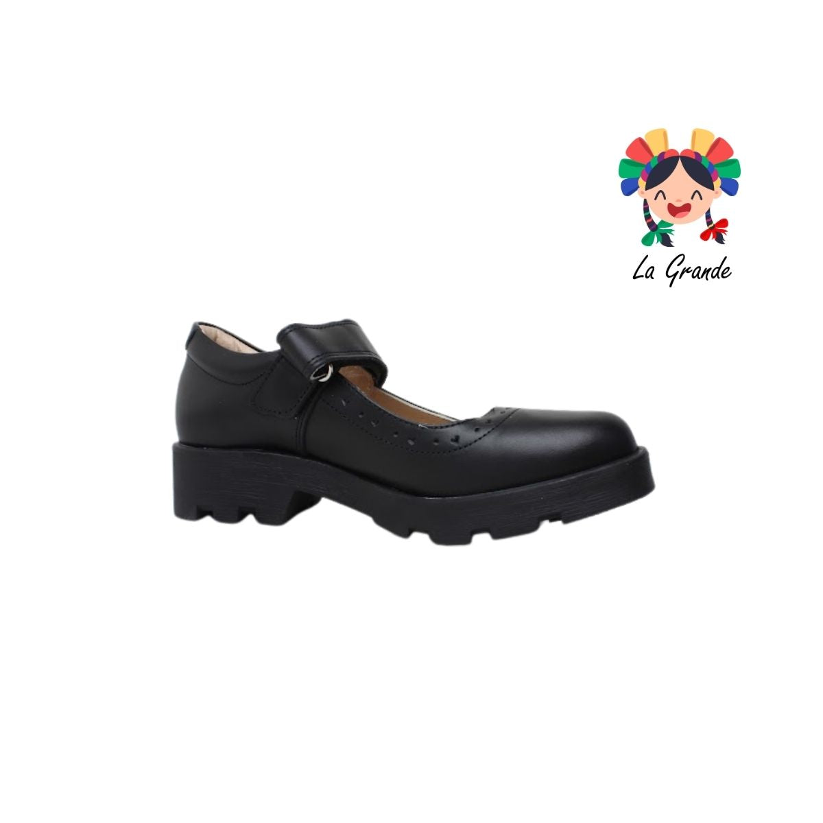 2830 DOGI Negro Piel Zapato Escolar para Dama