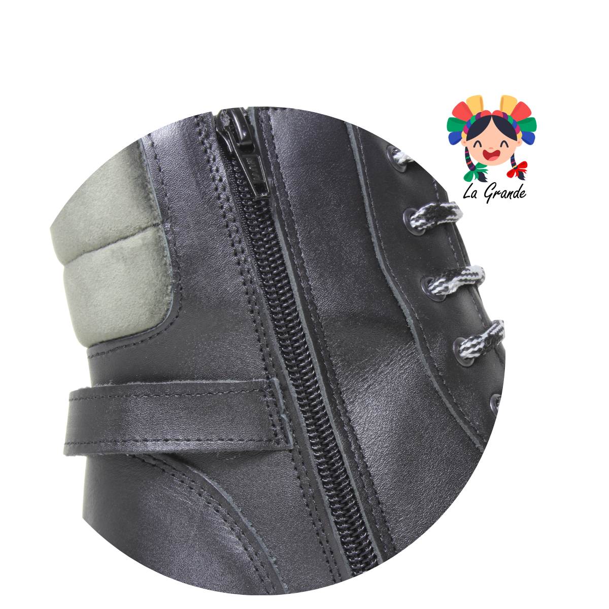 2869 DOGI Negro Bota de Piel para Niña y Dama