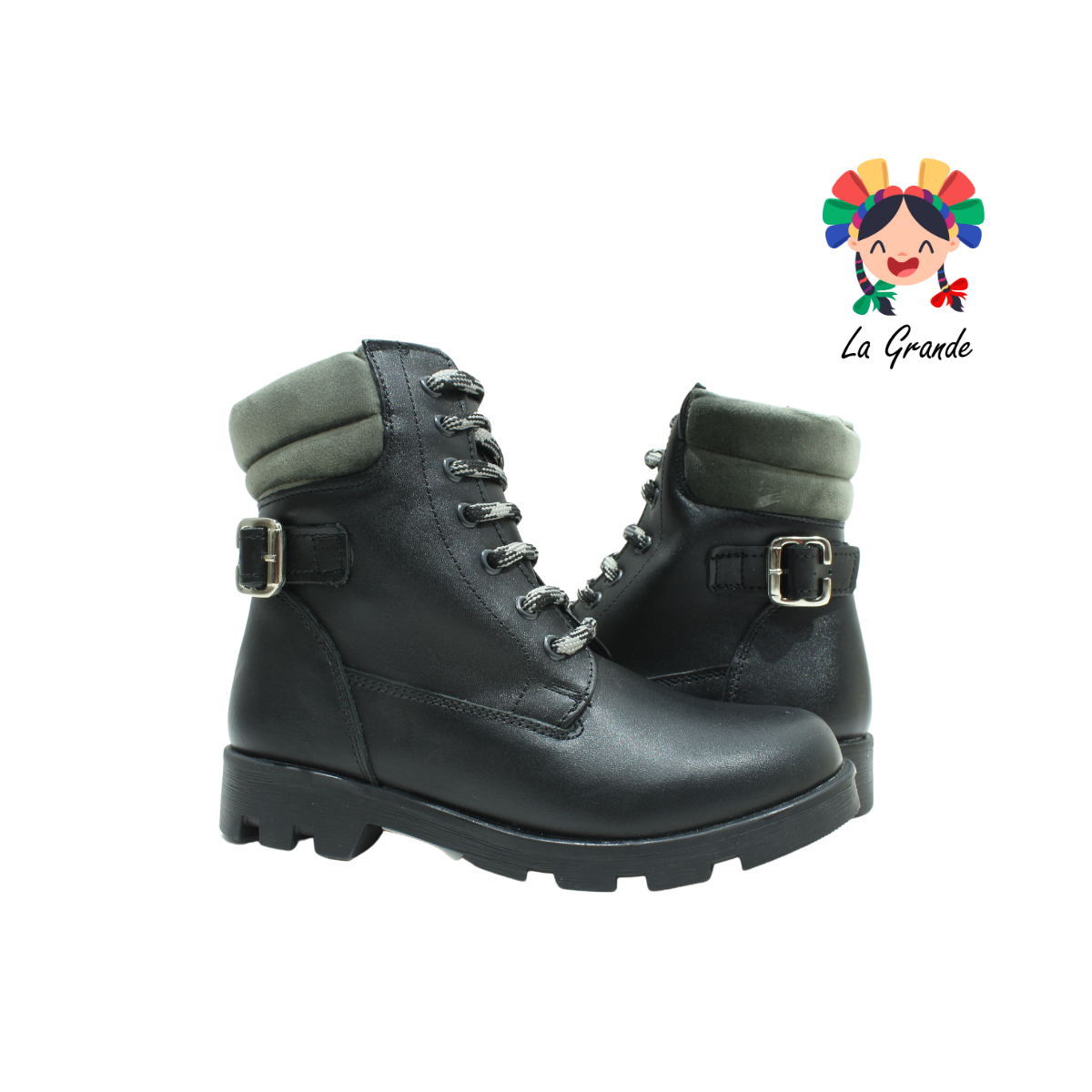 2869 DOGI Negro Bota de Piel para Niña y Dama