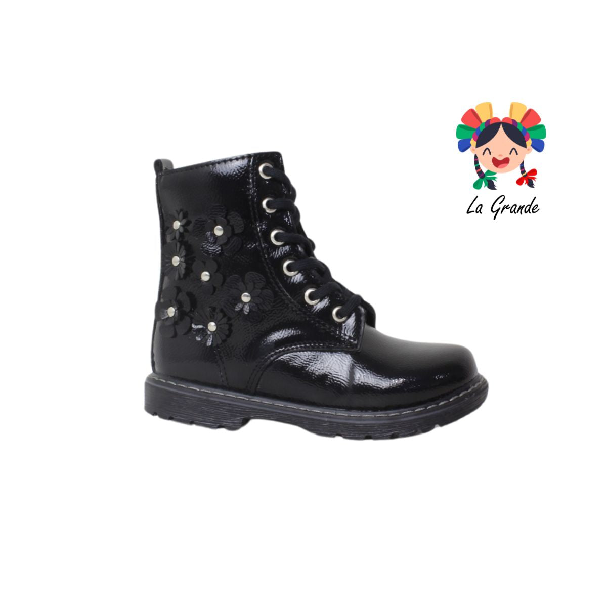 287 LUCHO Negro Charol Bota Casual para Niña