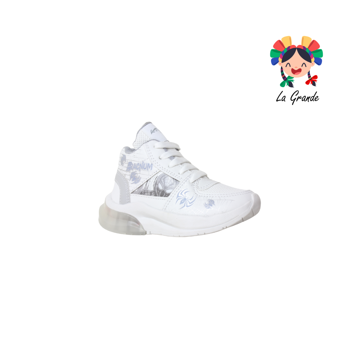 1692 KINGS-LU Blanco Gris Sintético Tenis Casuales con Luces para Niño