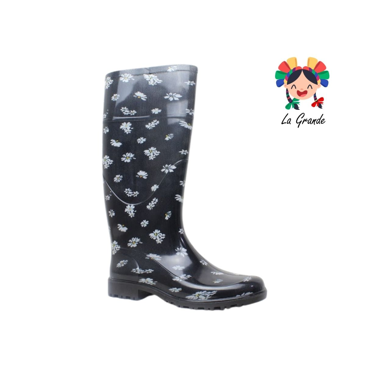 2953 TOP MODA Negro Hortensia Bota de Hule para Dama