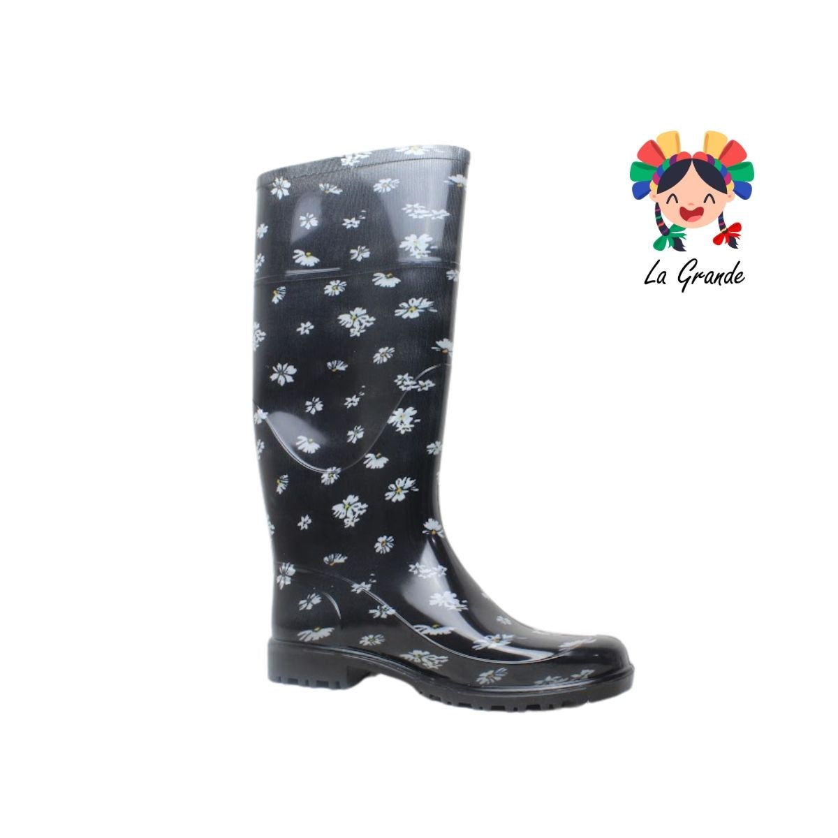 2953 TOP MODA Negro Hortensia Bota de Hule para Dama