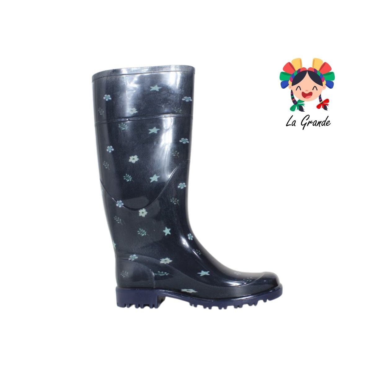 2953 TOP MODA Negro Margarita Bota de Hule para Dama
