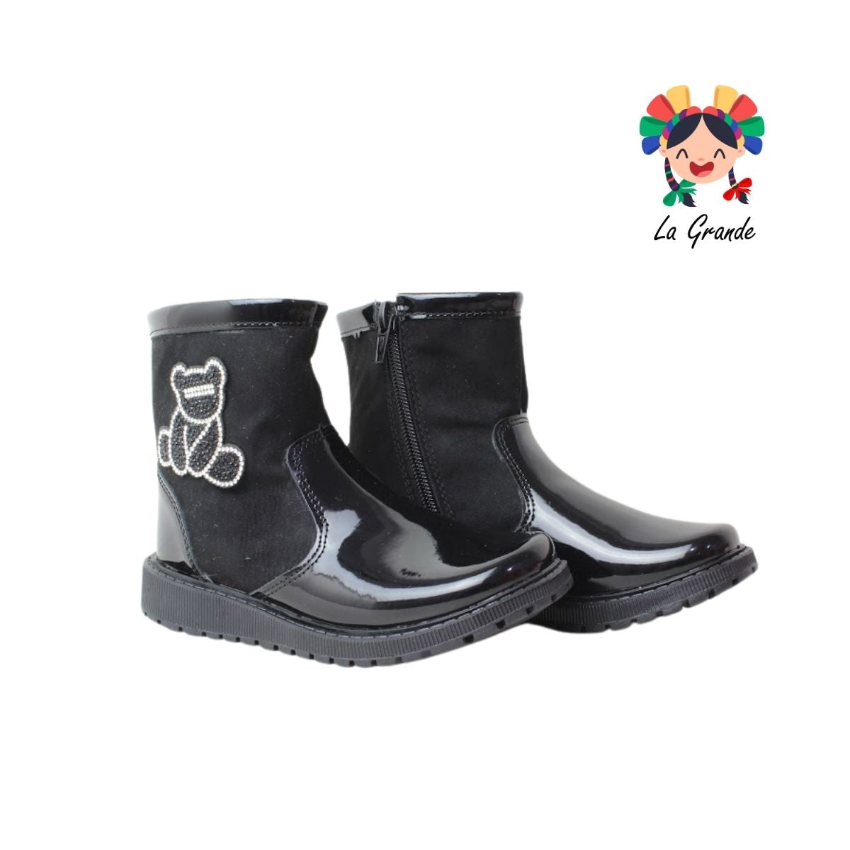 295 LUCHO Negro Charol Bota Casual para Niña