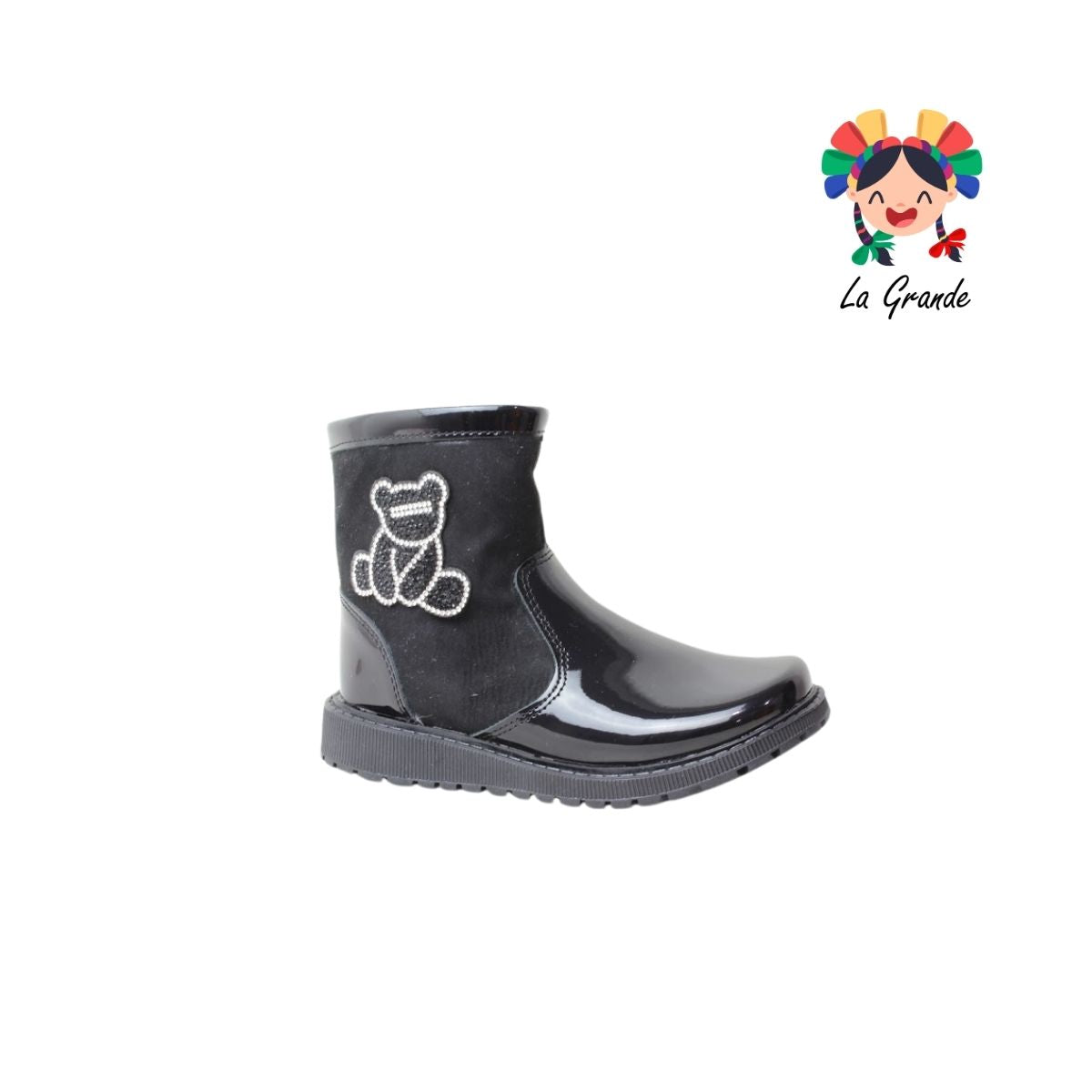 295 LUCHO Negro Charol Bota Casual para Niña