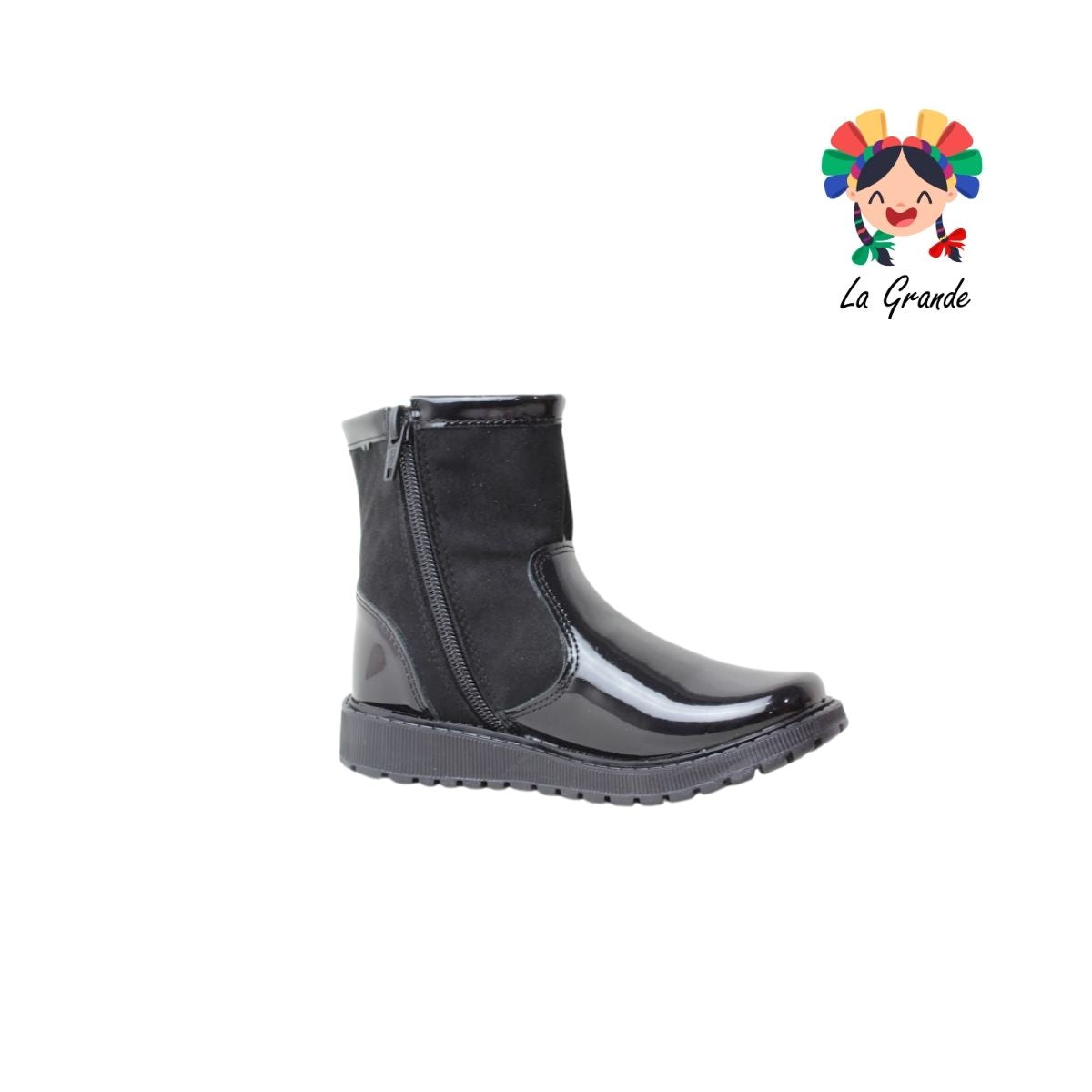295 LUCHO Negro Charol Bota Casual para Niña
