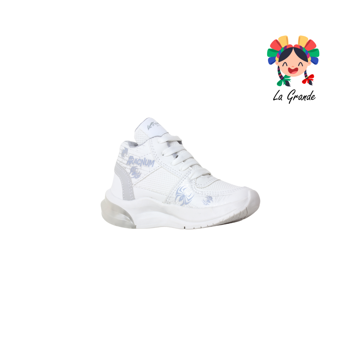 1692 KINGS-LU Blanco Gris Sintético Tenis Casuales con Luces para Niño