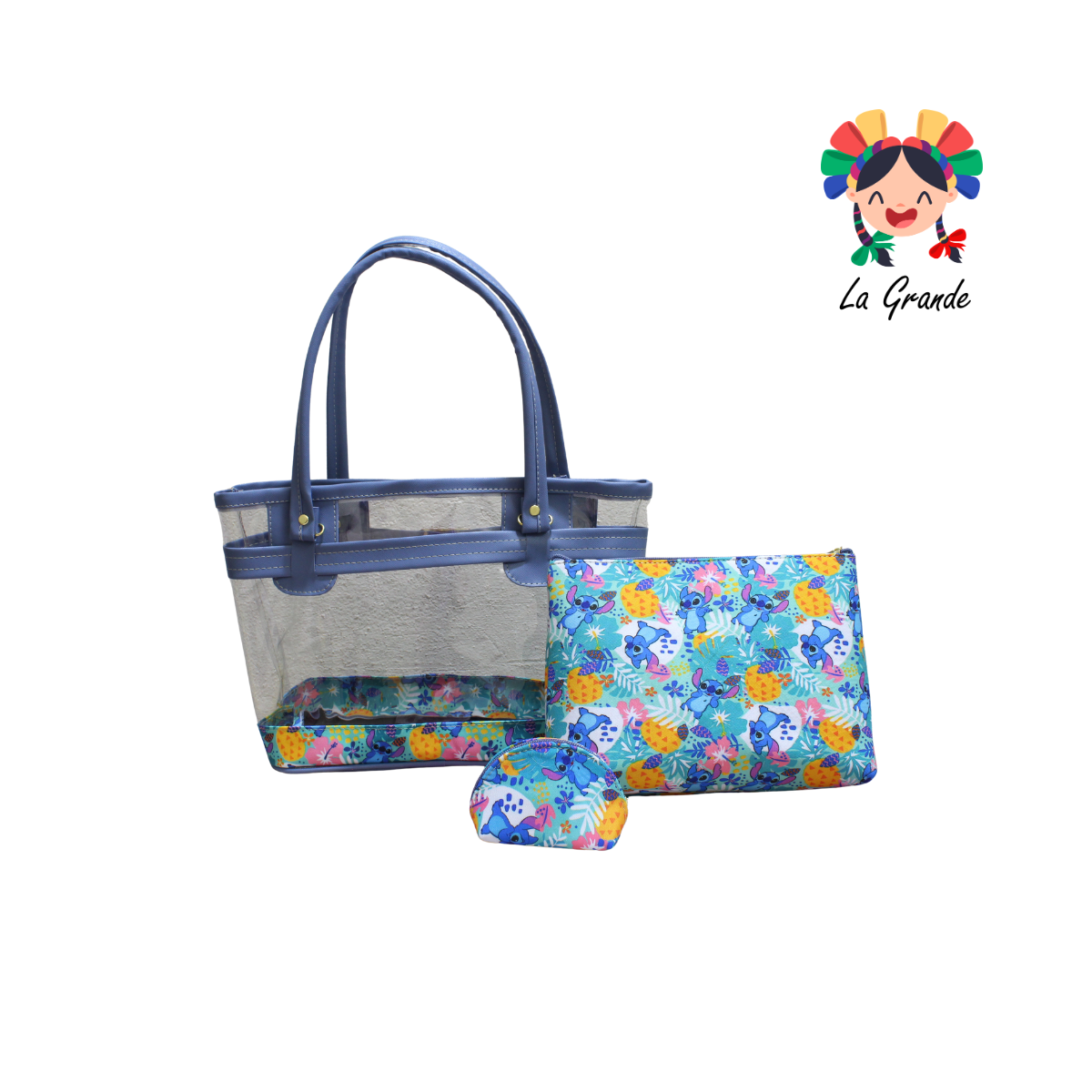 010 Ohana LUCCIANA Azul Transparente Bolsa Casual para Niña y Dama