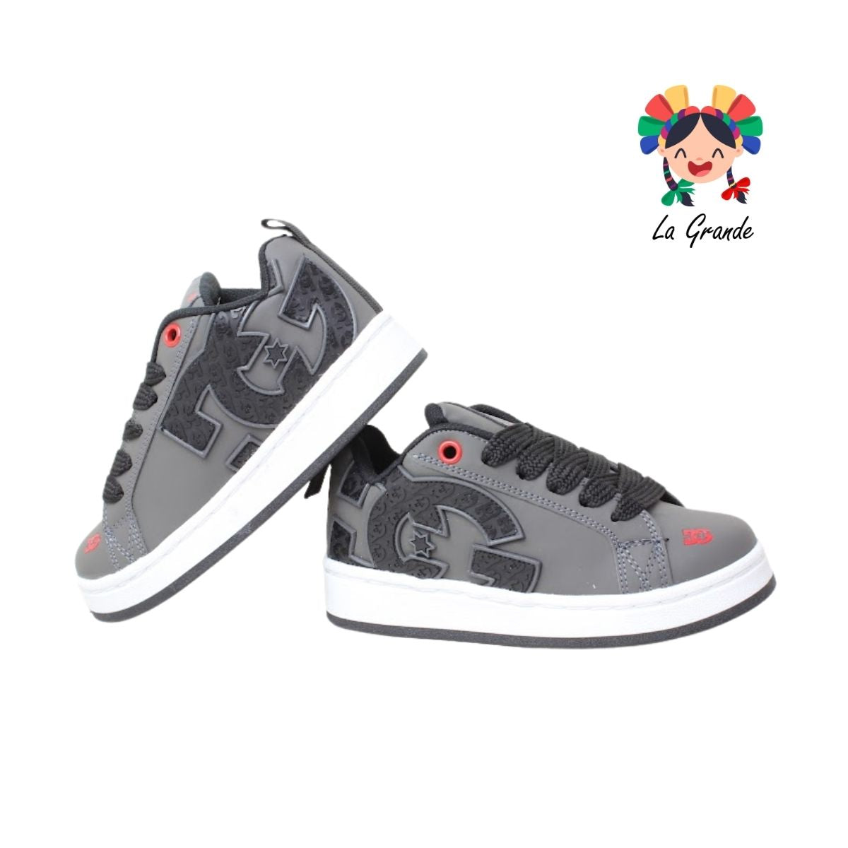 300 WALKQUIR Negro Gris Tenis Casual para Niño