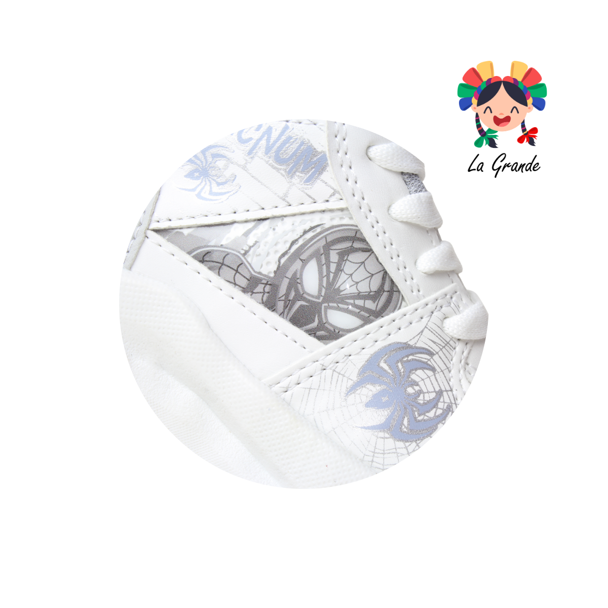 1692 KINGS-LU Blanco Gris Sintético Tenis Casuales con Luces para Niño